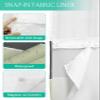 No Hook Shower Curtain and Snap in Liner Set, Black Grey Green Striped Fabric Bathroom Stall Shower Curtains 36x78, See Through Mesh Top Window, Geometric Modern Horizontal Simple Lines Hotel Style view 4