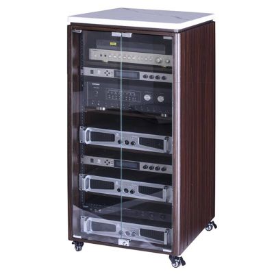 LYXWGRZD AV Media Stand, Multi-Tier Storage Stereo Cabinet, TV Stand with Tempered Glass Door, Audio Rack with Universal Wheel Design, Strong Load-Bearing Capacity(120cm/47.2in)