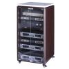 LYXWGRZD AV Media Stand, Multi-Tier Storage Stereo Cabinet, TV Stand with Tempered Glass Door, Audio Rack with Universal Wheel Design, Strong Load-Bearing Capacity(120cm/47.2in) view 1