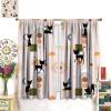 ShiTingYu Boho Abstract Cat Curtains Mid Century Geometric Minimalist Art Modern Boy Girl Kids Green Orange Drapes for Bedroom Living Room Kitchen Window Treatments Rod Pocket 2 Panel 84x84 Inch view 2
