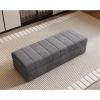 Cat Claw Flannel Ottoman With Storage Rectangular Extra Long Storage Bench Bedroom Bed End Stool Rectangular Storage Footstool Change Shoe Bench Foot Rest For Living Room For Bedroom, Living Room(Gray view 1