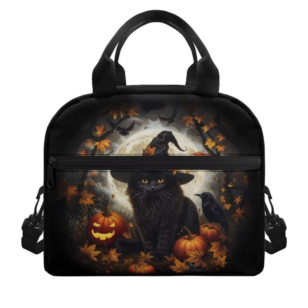 Bivxisrvo Halloween Insulated Lunch Bag for Teens Large Capacity Large Lunch Bag for Women Insulated with Strap Double Lunch Box for Outdoor Picnic School