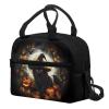Bivxisrvo Halloween Insulated Lunch Bag for Teens Large Capacity Large Lunch Bag for Women Insulated with Strap Double Lunch Box for Outdoor Picnic School view 3