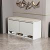 KAXLDHH Shoe Rack for Entryway Shoe Cabinet Bench, Sturdy Wooden Shoe Storage Shelf, Shoe Organizer Bench Seat with Padded Seat for Hallway, Living Room, Porch Entrance(White,60cm) view 1