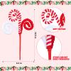 4Pcs Red White Christmas Tree Picks, Christmas Candy Cane Picks, Xmas Tree Topper Sticks Ornaments, Large Tree Woolen Candy Curly Topper Sticks Lollipop for DIY Craft Wreath Home Holiday Decor view 2