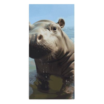 BVNMT Superfine Fiber Towels Soft Bath Towels are Lightweight and Highly Absorbent, Cute Baby Hippos Printed Hand Towel Featuring Quick Drying Properties 28.7 X 13.8 Inches