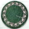 14 x 14 Inches Kitchen Corner Table for Home Furniture Decor Gemstone Inlay Work Round Shape Green Marble Coffee Table Top view 2