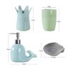 Liquid Hand Soap Pump European Style Bathroom Five-Piece Cute Animal Whale Set Ceramic Bathroom Accessories Mouthwash Cup Creative Gift(Grey) view 2