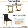 7 Piece Dining Table Set for 6, Faux Marble Gold Dining Table with 6 Fabric Dining Chair, Heavy Luxury Dining Room Table and Chairs Set for 6, 68in Imitation Marble Kitchen Table Set for 6 view 3