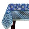 72x180 Inches Rectangle Hand Block Printed Cotton Tablecloth, Blue White Floral Table Cloths Washable, Indian Table Linen for Valentine Thanksgiving Gifts Home Decor Dinning Outdoor view 1