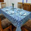 72x180 Inches Rectangle Hand Block Printed Cotton Tablecloth, Blue White Floral Table Cloths Washable, Indian Table Linen for Valentine Thanksgiving Gifts Home Decor Dinning Outdoor view 2