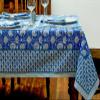 72x180 Inches Rectangle Hand Block Printed Cotton Tablecloth, Blue White Floral Table Cloths Washable, Indian Table Linen for Valentine Thanksgiving Gifts Home Decor Dinning Outdoor view 3
