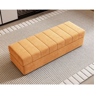 Cat Claw Flannel Ottoman With Storage Rectangular Extra Long Storage Bench Bedroom Bed End Stool Rectangular Storage Footstool Change Shoe Bench Foot Rest For Living Room For Bedroom, Living Room(Yell