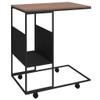 Accent Tables Side Table with Wheels Black 21.7"x14.2"x25" Engineered Wood,Versatile CTable with Iron Frame and Engineered Wood Top for Living Room, Bedroom, or Home Office Home Furniture, Coffee Tabl view 3