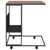 Accent Tables Side Table with Wheels Black 21.7"x14.2"x25" Engineered Wood,Versatile CTable with Iron Frame and Engineered Wood Top for Living Room, Bedroom, or Home Office Home Furniture, Coffee Tabl view 4
