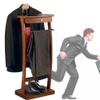 KJLYLPP Wooden Valet Stand Men Suits Stand Floor Standing Clothes Valet with Clothes Hanger and Pants Rail for Office Living Room Bed Room 44.4x30x112.2cm view 1