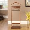 KJLYLPP Wooden Valet Stand Men Suits Stand Floor Standing Clothes Valet with Clothes Hanger and Pants Rail for Office Living Room Bed Room 44.4x30x112.2cm view 4
