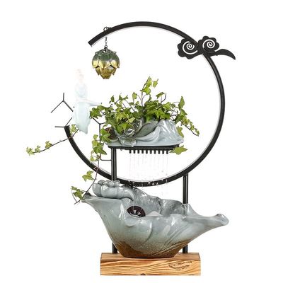 HEAIQI Indoor Small Water Fountain Tabletop Fountain Chinese Style Office Alpine Water Fountain Ornaments Living Room Fountain Landscape Humidifier Tabletop Fountains Feng Shui Decor