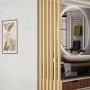 6 Pcs Partition Privacy Screen Wooden Slats, Modern Room Divider Partition Posts with Fitting, Entrance/Living Room Privacy Divider Decor Column(Natural,140cm/55.1in/4.6ft) view 2