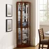 KUVADAZ Lighted Corner Curio Display Cabinet with Doors, 6 Tiers Corner Curio Cabinet with Adjustable Tempered Glass Shelves & Mirrored Back Panel, Modern Glass Display Case for Home No Bulb Walnut view 1