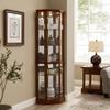 KUVADAZ Lighted Corner Curio Display Cabinet with Doors, 6 Tiers Corner Curio Cabinet with Adjustable Tempered Glass Shelves & Mirrored Back Panel, Modern Glass Display Case for Home No Bulb Walnut view 3