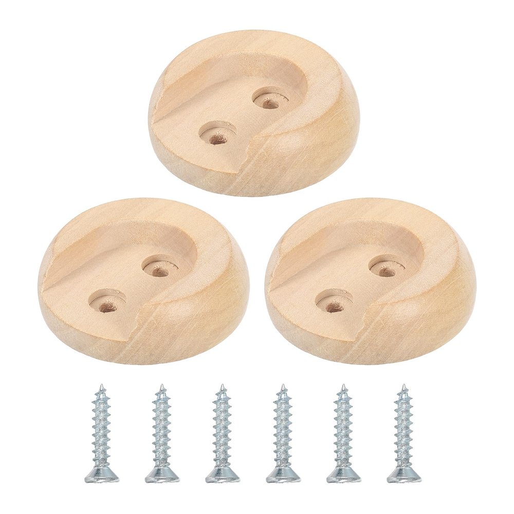 uxcell 12Pcs Wooden Closet Rod Holders, Wardrobe Rod Brackets End Support Curtain Rod Holder Sockets with Screws for 30mm Closet Rods