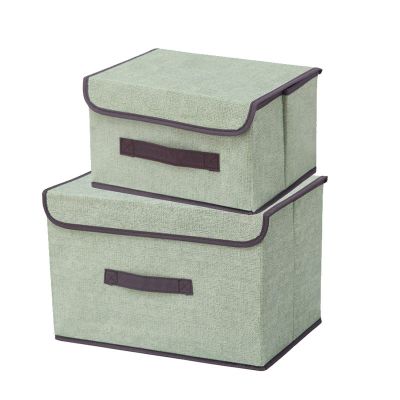 MSUNGUIQZ Imitation Linen Fabric Storage Box Foldable Clothes Sundries Portable dustproof Storage Box with lid Folding Storage Box Wholesale