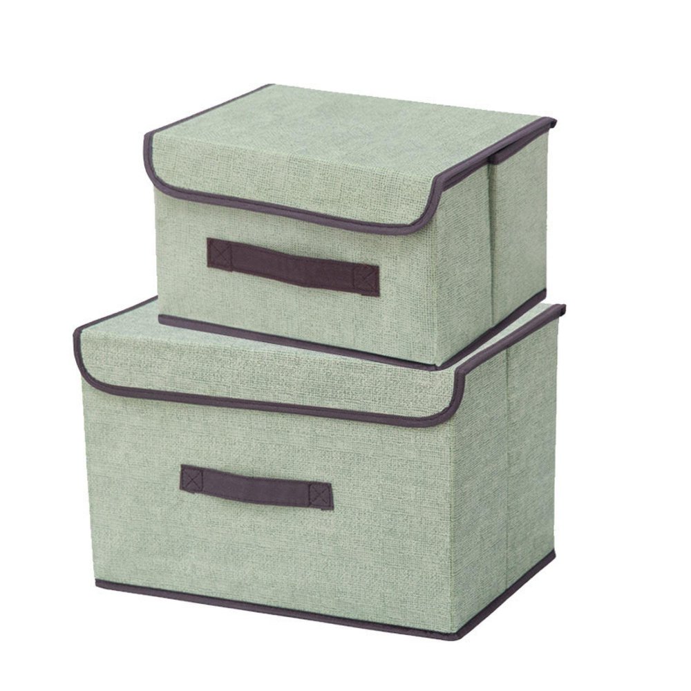 MSUNGUIQZ Imitation Linen Fabric Storage Box Foldable Clothes Sundries Portable dustproof Storage Box with lid Folding Storage Box Wholesale