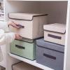 MSUNGUIQZ Imitation Linen Fabric Storage Box Foldable Clothes Sundries Portable dustproof Storage Box with lid Folding Storage Box Wholesale view 4