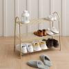 SYLDMKJ Shoe Rack Shoe Rack 3 Tier Stackable11-Pair Shoes Rack Storage Shelf Non-Slip Metal Freestanding Closet,edroom Footwear Organizer Blackgolden Shoe Cabinet(Gold) view 2