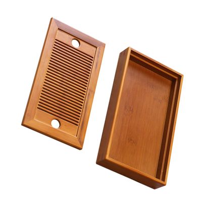 LABRIMP Bamboo Tea Tray for Chinese Tea Service Compact Drainage Design Small Organizer for Teapot and Accessories Lovers