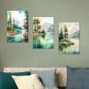 3 Pieces Green Misty Forest Wall Art Spring Tree Landscape Wall Decor Nature Scenery Canvas Pictures Paintings Green Posters Prints Artwork for Modern Living Room Office Home Decor [48''W X 24''H] view 4