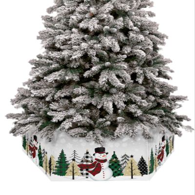 Christmas Tree Collar Snowman Green Buffalo Plaid Xmas Tree Grey Christmas Tree Skirts Collapsible Christmas Tree Ring Xmas Tree Base Stand Cover for Holiday Decorations 6PCS