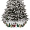 Christmas Tree Collar Snowman Green Buffalo Plaid Xmas Tree Grey Christmas Tree Skirts Collapsible Christmas Tree Ring Xmas Tree Base Stand Cover for Holiday Decorations 6PCS view 1