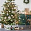 Christmas Tree Collar Snowman Green Buffalo Plaid Xmas Tree Grey Christmas Tree Skirts Collapsible Christmas Tree Ring Xmas Tree Base Stand Cover for Holiday Decorations 6PCS view 2