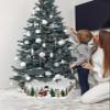 Christmas Tree Collar Snowman Green Buffalo Plaid Xmas Tree Grey Christmas Tree Skirts Collapsible Christmas Tree Ring Xmas Tree Base Stand Cover for Holiday Decorations 6PCS view 3