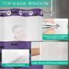 SEVENBABU Halloween No Hook Shower Curtain with Snap in Liner Waterproof Fabric Shower Curtain Set for Bathroom Halloween Bat Purple Background Shower Curtain with See Through Top Window 36"x72" view 4