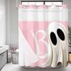 SEVENBABU Halloween No Hook Shower Curtain with Snap in Liner Waterproof Fabric Shower Curtain Set for Bathroom Watercolor Cute Ghosts Shower Curtain with See Through Top Window 72"x72" view 1