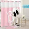 SEVENBABU Halloween No Hook Shower Curtain with Snap in Liner Waterproof Fabric Shower Curtain Set for Bathroom Watercolor Cute Ghosts Shower Curtain with See Through Top Window 72"x72" view 3