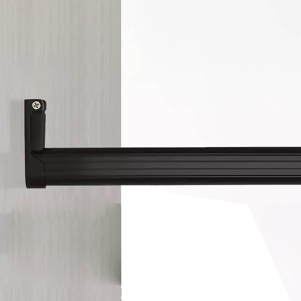 Closet Poles for Hanging Clothes - Heavy Duty Closet Poles w/Mounting Hardware for Bathroom, Windows - 20 24 28 32 36 40 50 60 Inch Length Closet Hanging Rod for Small Space(Black,Length 28in/71.1cm)