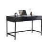 Small Desk with Double Drawers Modern Minimalist Home Computer Desk for Small Spaces Living Room Office Student Writing Desk Bedroom Dressing Table(Black) view 3