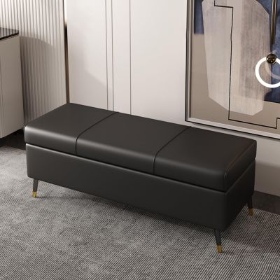 Entryway storage bench,Solid wood frame bedroom ottoman with storage,End of Bed Bench with Soft Close Lid,Technology cloth,Extra Long Upholstered Bedroom Bench with Storage Space for Entryway(Black,13