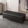 Entryway storage bench,Solid wood frame bedroom ottoman with storage,End of Bed Bench with Soft Close Lid,Technology cloth,Extra Long Upholstered Bedroom Bench with Storage Space for Entryway(Black,13 view 1