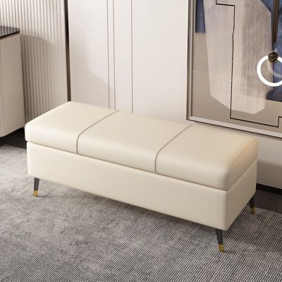 Entryway storage bench,Solid wood frame bedroom ottoman with storage,End of Bed Bench with Soft Close Lid,Technology cloth,Extra Long Upholstered Bedroom Bench with Storage Space for Entryway(Beige,12