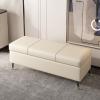 Entryway storage bench,Solid wood frame bedroom ottoman with storage,End of Bed Bench with Soft Close Lid,Technology cloth,Extra Long Upholstered Bedroom Bench with Storage Space for Entryway(Beige,12 view 1