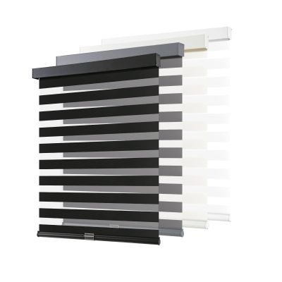 AOSKY Cordless Zebra Blinds for Windows Pull Down Roller Window Shades Dual Layer Light Filtering Privacy for Day and Night, Free-Stop Door Shades for Home Easy to Install (25" W X 72" H, Black)