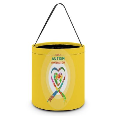 Gsjjme Autistic Autism Awareness Day Month Tote Bag Candy Bags Basket Halloween Trick Or Treat Bucket with Handle Gifts Decor for Party