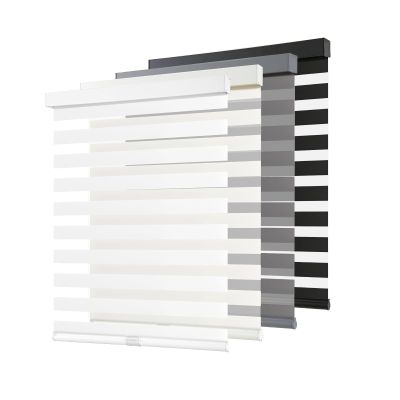 AOSKY Cordless Zebra Blinds for Windows Pull Down Roller Window Shades Dual Layer Light Filtering Privacy for Day and Night, Free-Stop Door Shades for Home Easy to Install (29" W X 72" H, White)