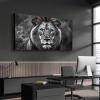 RUNBOAT Majestic Lion Canvas, Lion Wall Art Canvas, Lion Painting Canvas, Lion Pictures Wall Decor, African Lion Canvas Wall Art, Blue Eyed Lion Canvas, Lion Wall Art (Black Framed, 48x27in|122x68cm) view 2