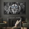 RUNBOAT Majestic Lion Canvas, Lion Wall Art Canvas, Lion Painting Canvas, Lion Pictures Wall Decor, African Lion Canvas Wall Art, Blue Eyed Lion Canvas, Lion Wall Art (Black Framed, 48x27in|122x68cm) view 3